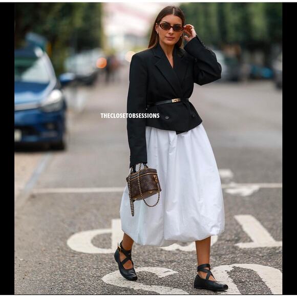 ZARA White Balloon Hem Midi Skirt NWT - Picture 11 of 16